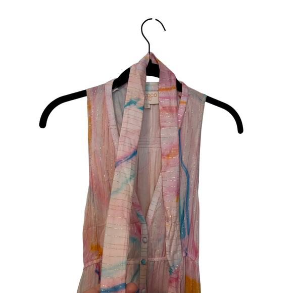 Revolve Rococo Sand Pink Multi Color Marble Tiered Maxi Dress Size Small - Picture 4 of 6